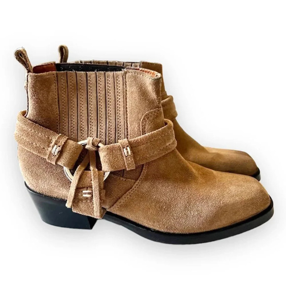 Diesel Harless Taupe Suede Western Ankle Boot Women’s Size 37 EU Coastal Cowgirl - Picture 1 of 14